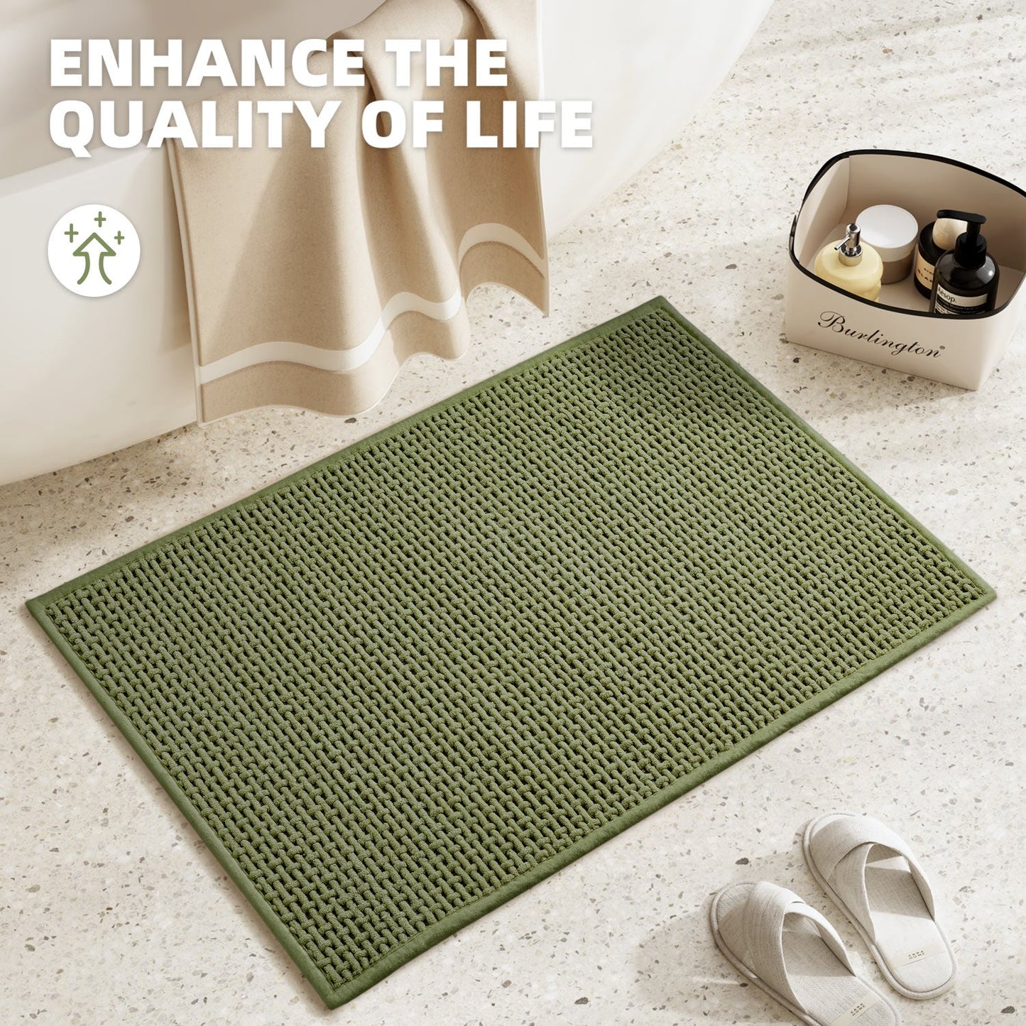 Color&Geometry Upgraded Denser Chenille Pile Bath Mat