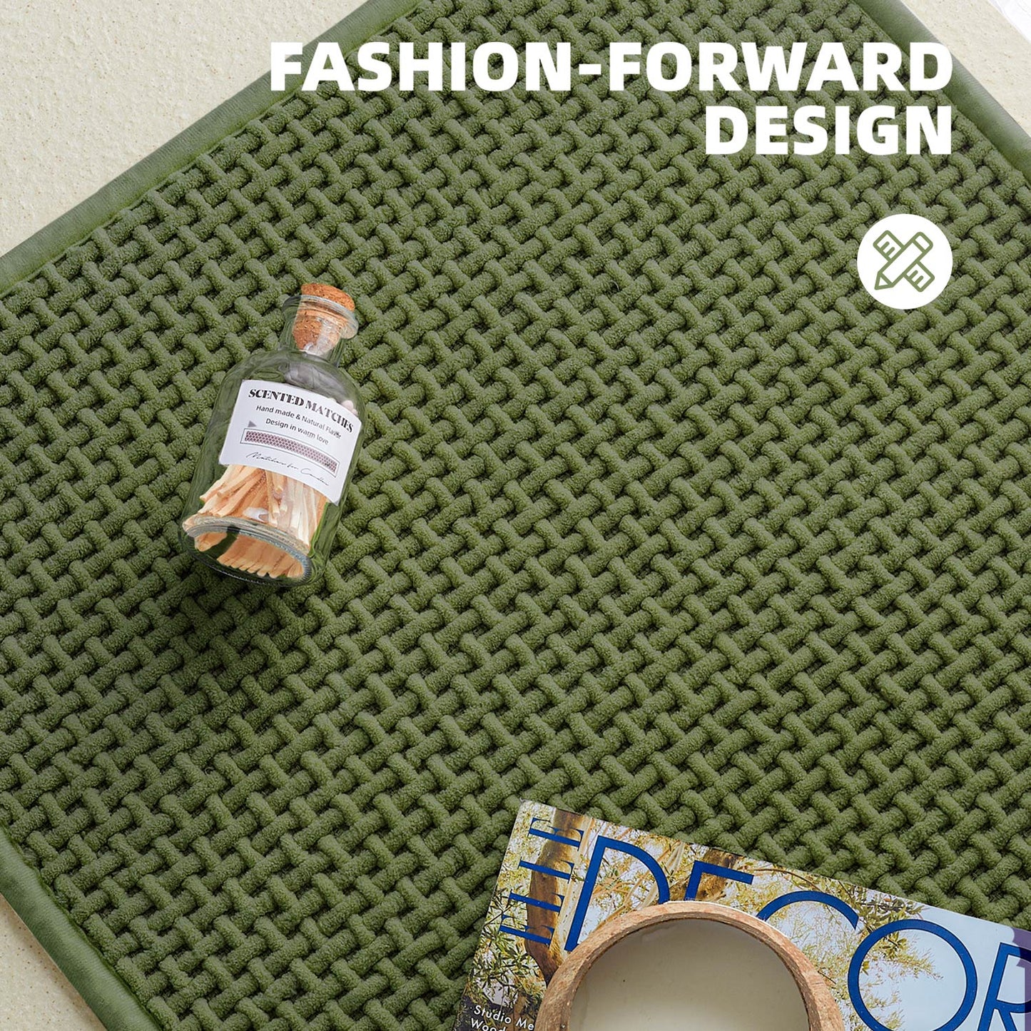Color&Geometry Upgraded Denser Chenille Pile Bath Mat