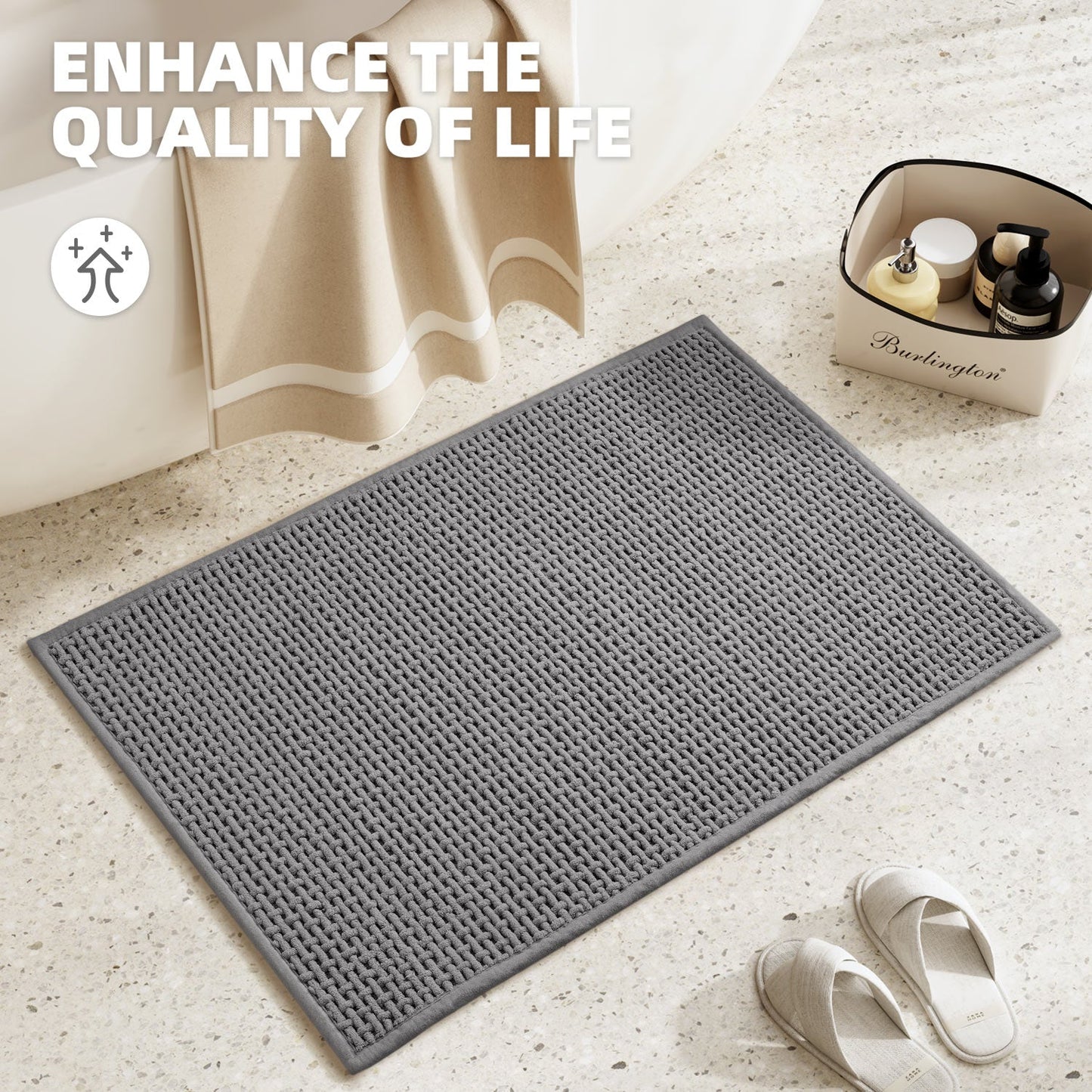Color&Geometry Upgraded Denser Chenille Pile Bath Mat