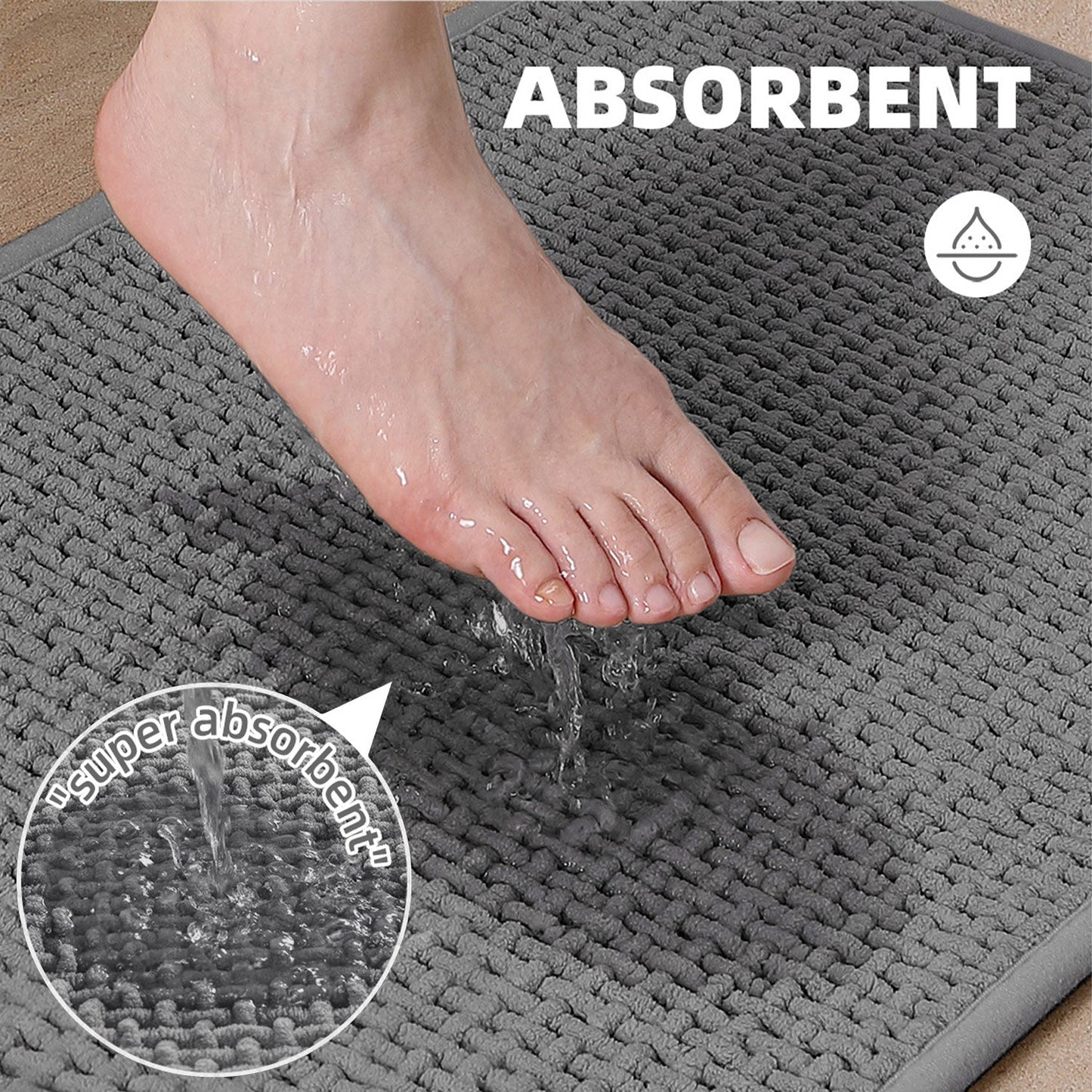 Color&Geometry Upgraded Denser Chenille Pile Bath Mat