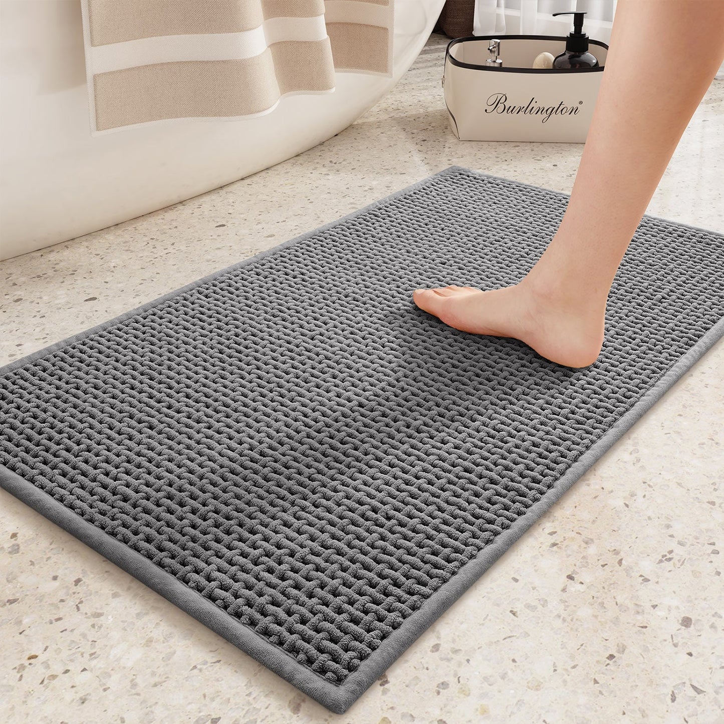 Color&Geometry Upgraded Denser Chenille Pile Bath Mat