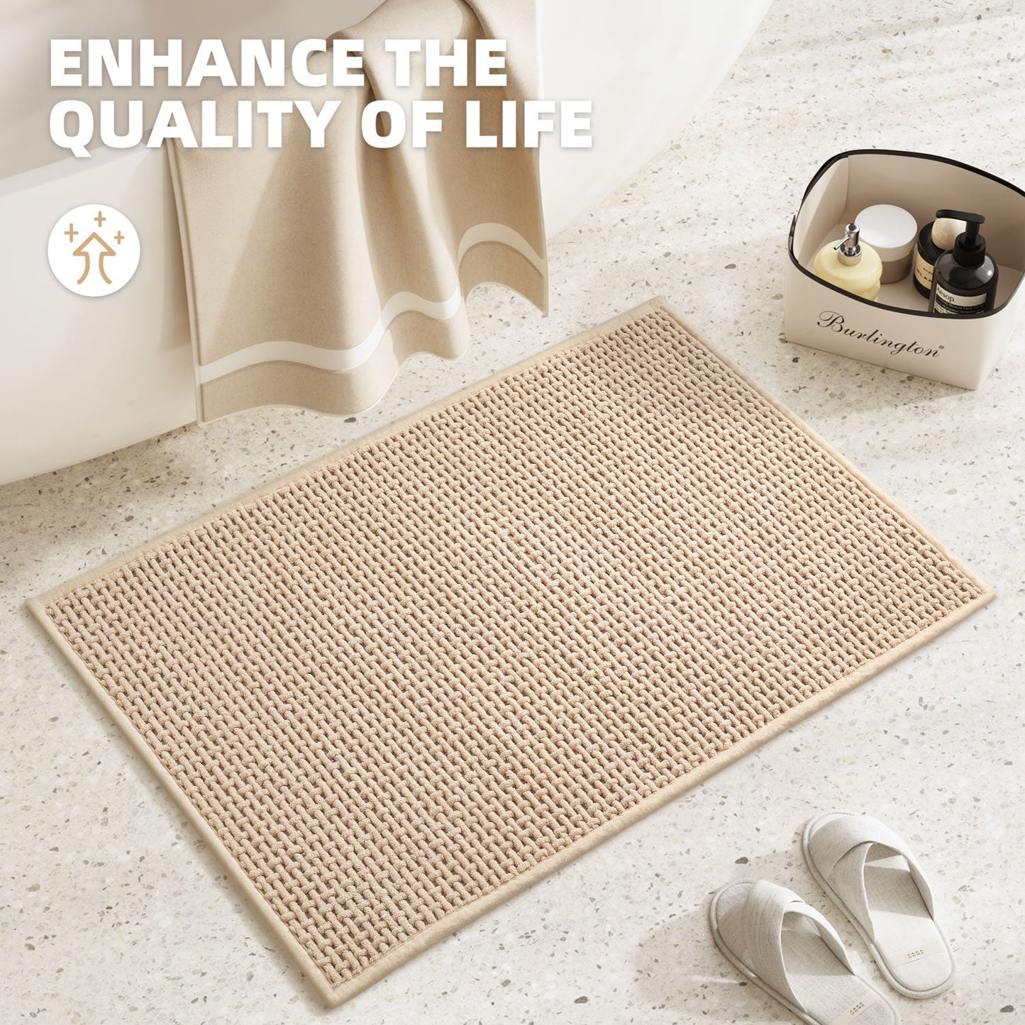 Color&Geometry Upgraded Denser Chenille Pile Bath Mat