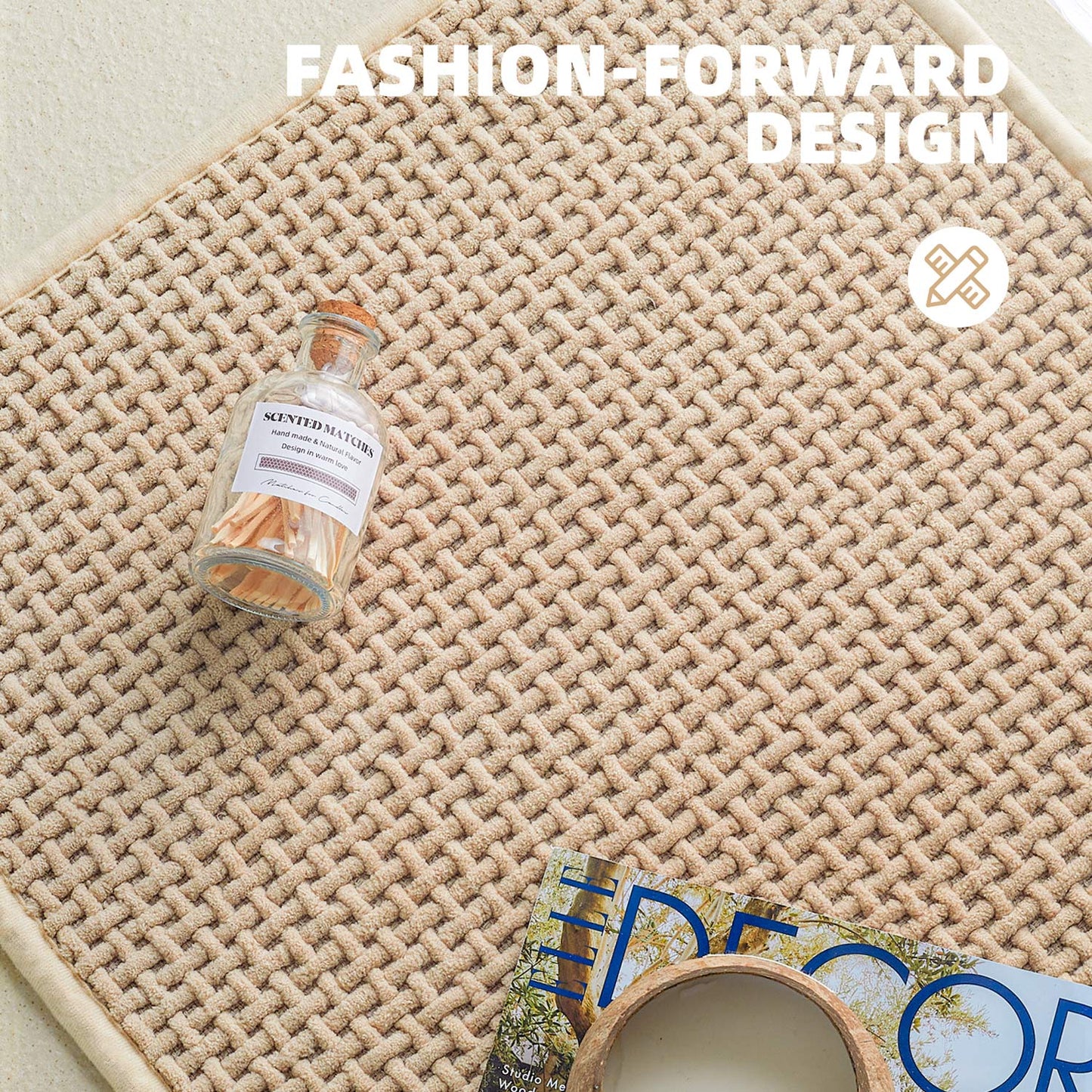 Color&Geometry Upgraded Denser Chenille Pile Bath Mat