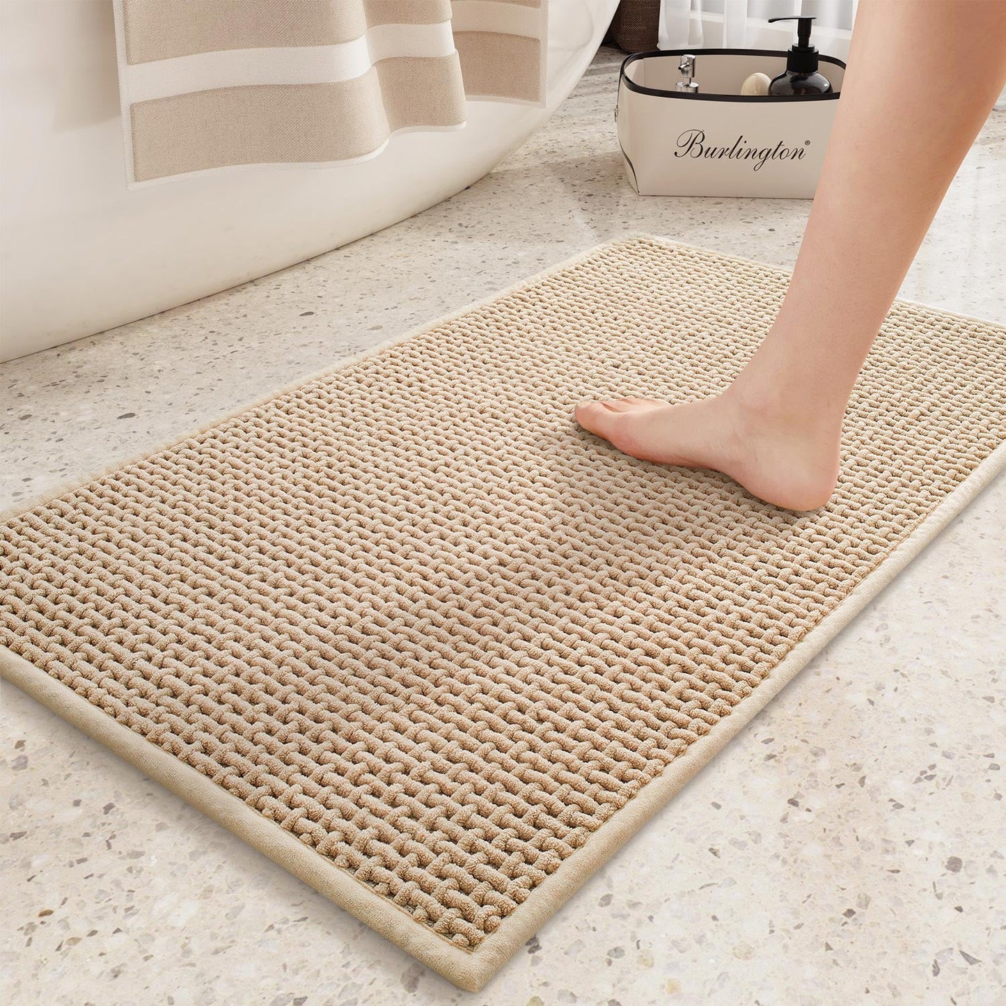 Color&Geometry Upgraded Denser Chenille Pile Bath Mat