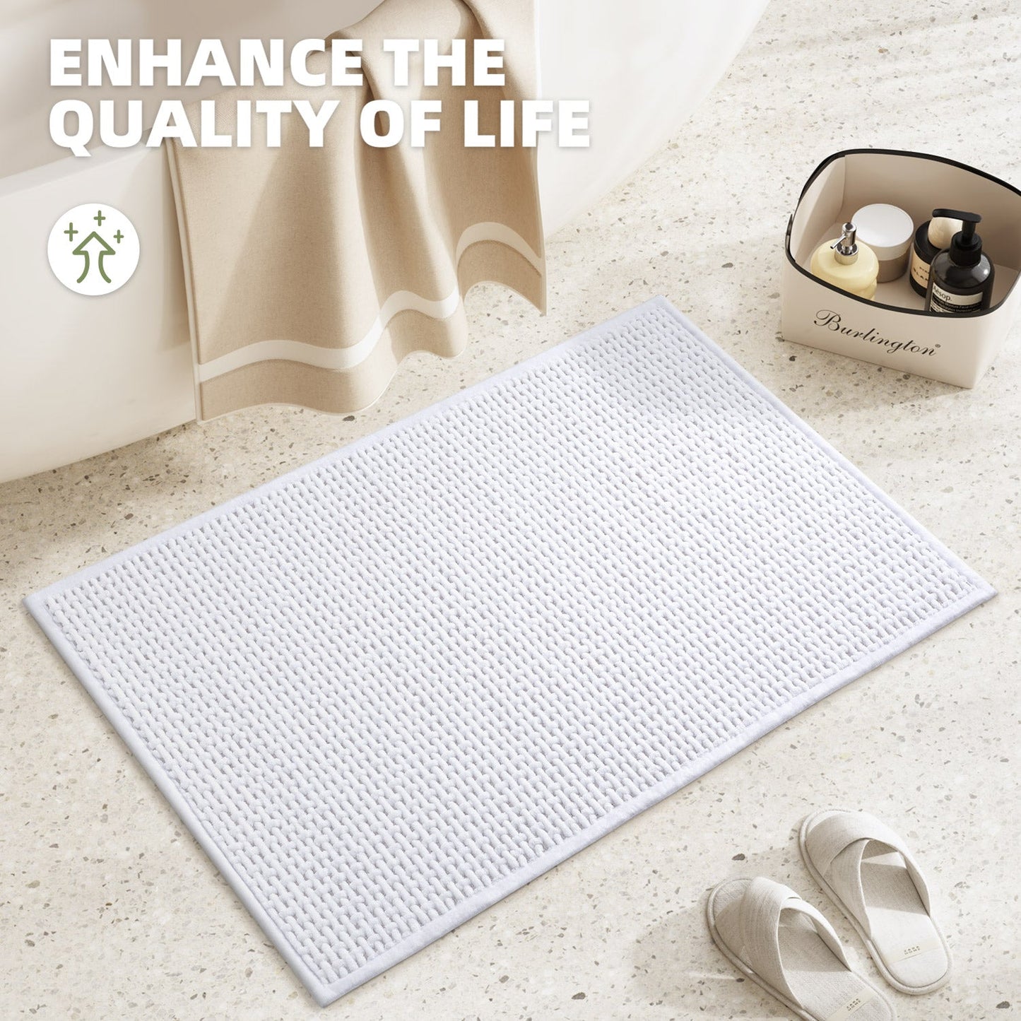 Color&Geometry Upgraded Denser Chenille Pile Bath Mat