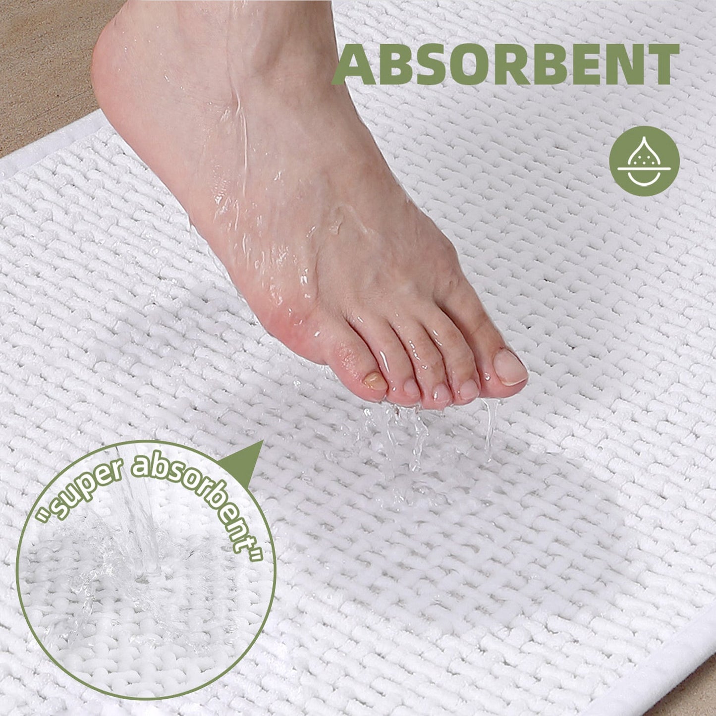 Color&Geometry Upgraded Denser Chenille Pile Bath Mat